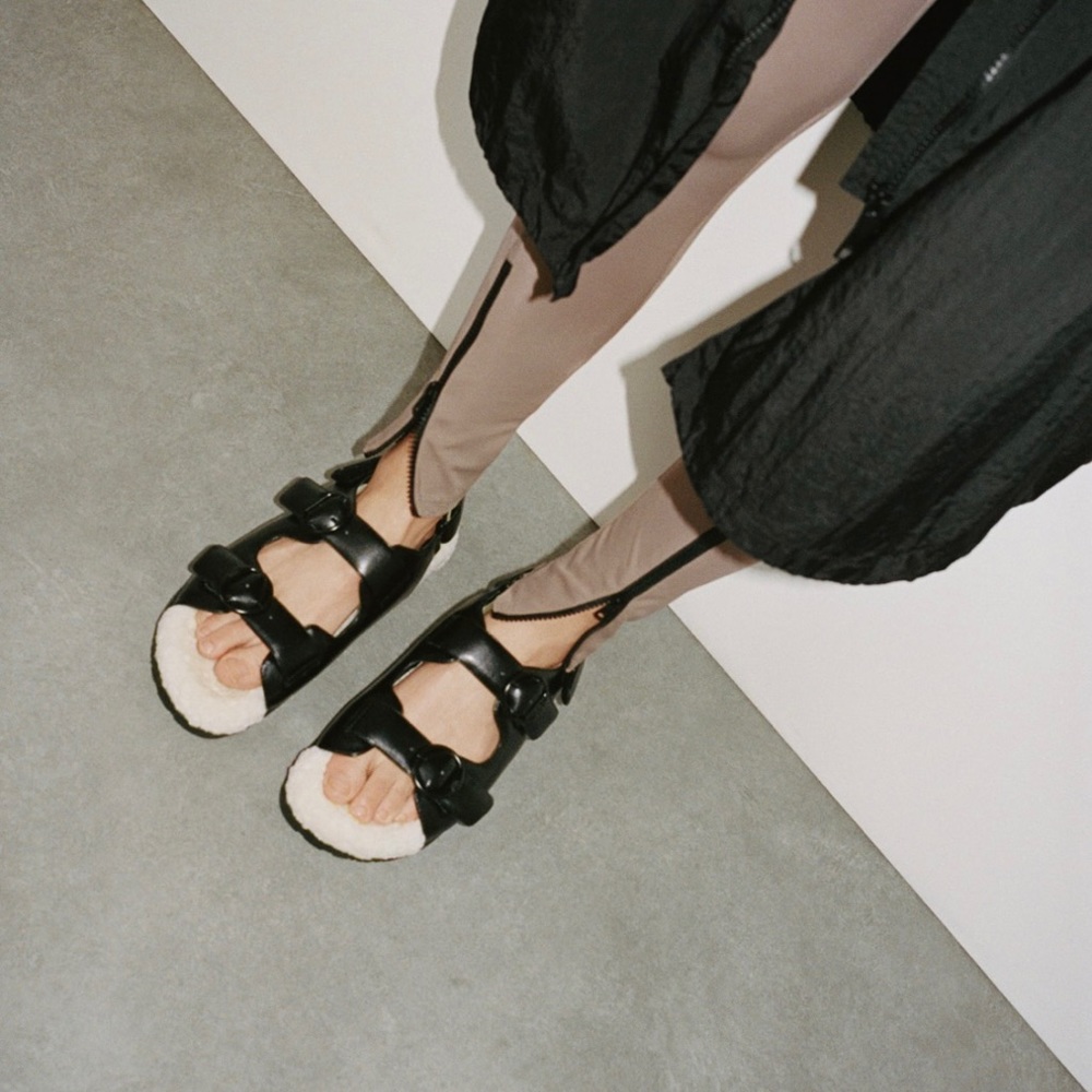 NWT ZARA faux fur sandals